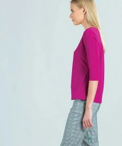 Clara Sunwoo Basic Round Neck Half Sleeve Top, Magenta Clara Sunwoo 7 Clara Sunwoo Basic Round Neck Half Sleeve Top, Magenta Clara Sunwoo