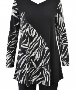 Clara Sunwoo Leaf Sketch Color Block Tunic, Black/White Clara Sunwoo