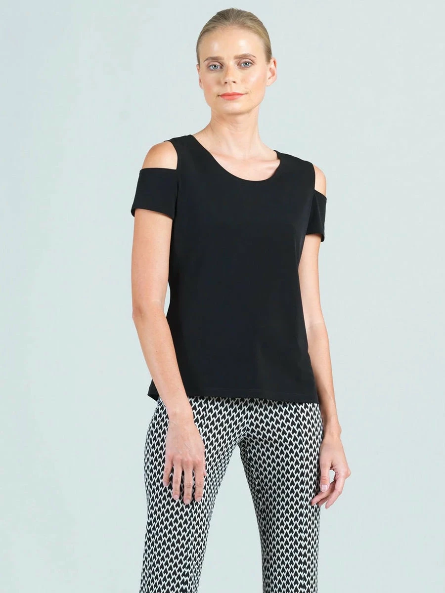 Clara Sunwoo Clara Sunwoo Open Shoulder Short Sleeve Top, Black