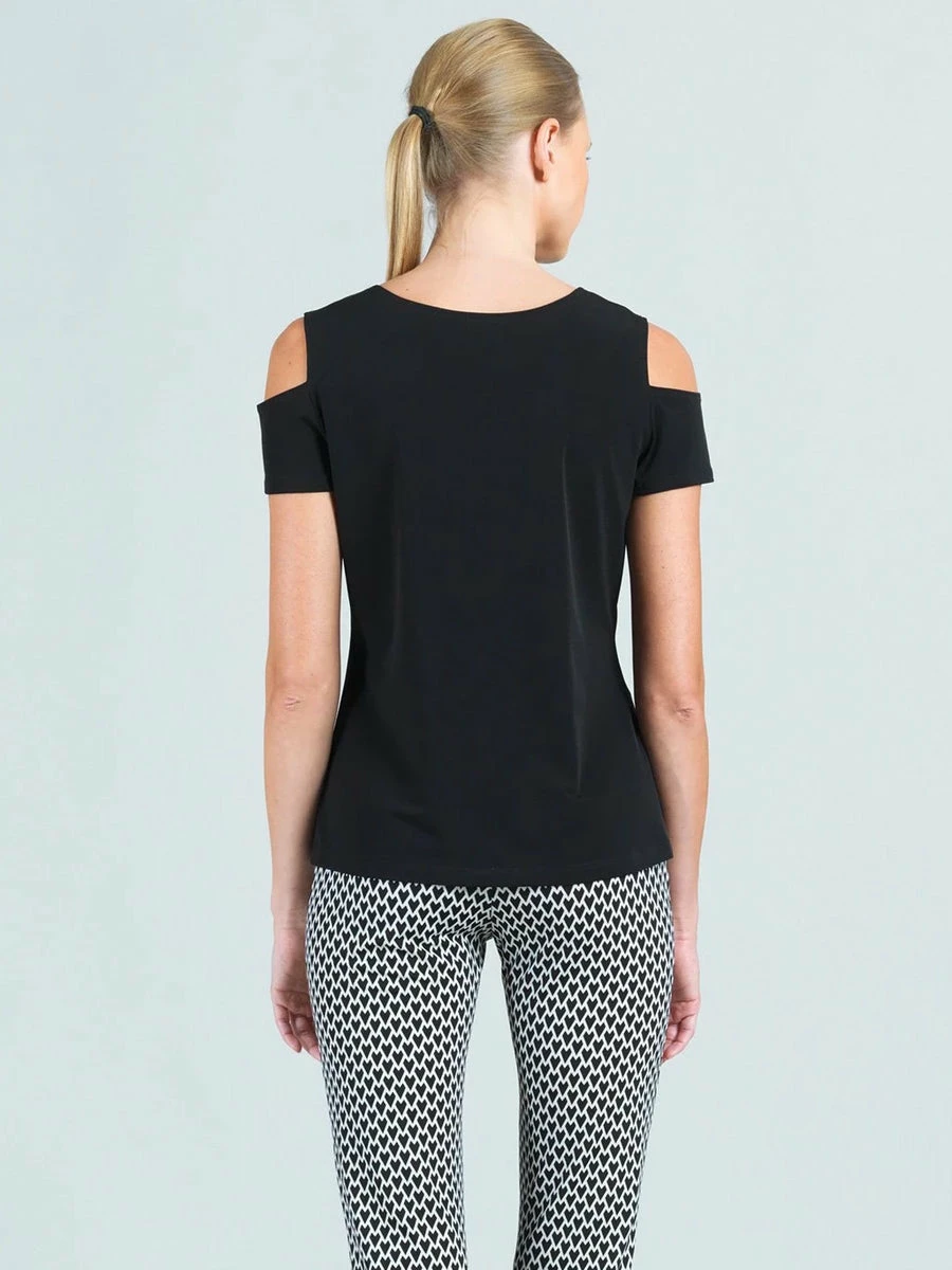 Clara Sunwoo Clara Sunwoo Open Shoulder Short Sleeve Top, Black