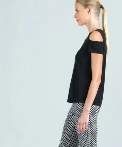 Clara Sunwoo Clara Sunwoo Open Shoulder Short Sleeve Top, Black