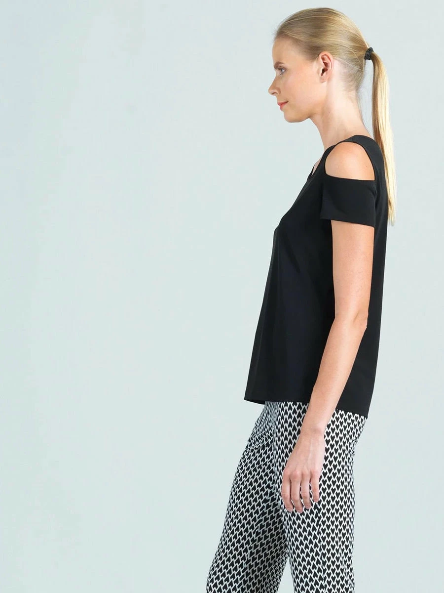 Clara Sunwoo Clara Sunwoo Open Shoulder Short Sleeve Top, Black