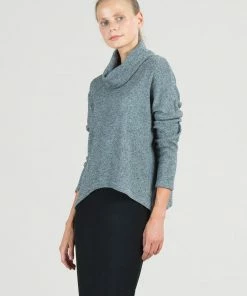 Clara Sunwoo Tipped Hem Turtleneck Sweater Top, Grey Clara Sunwoo