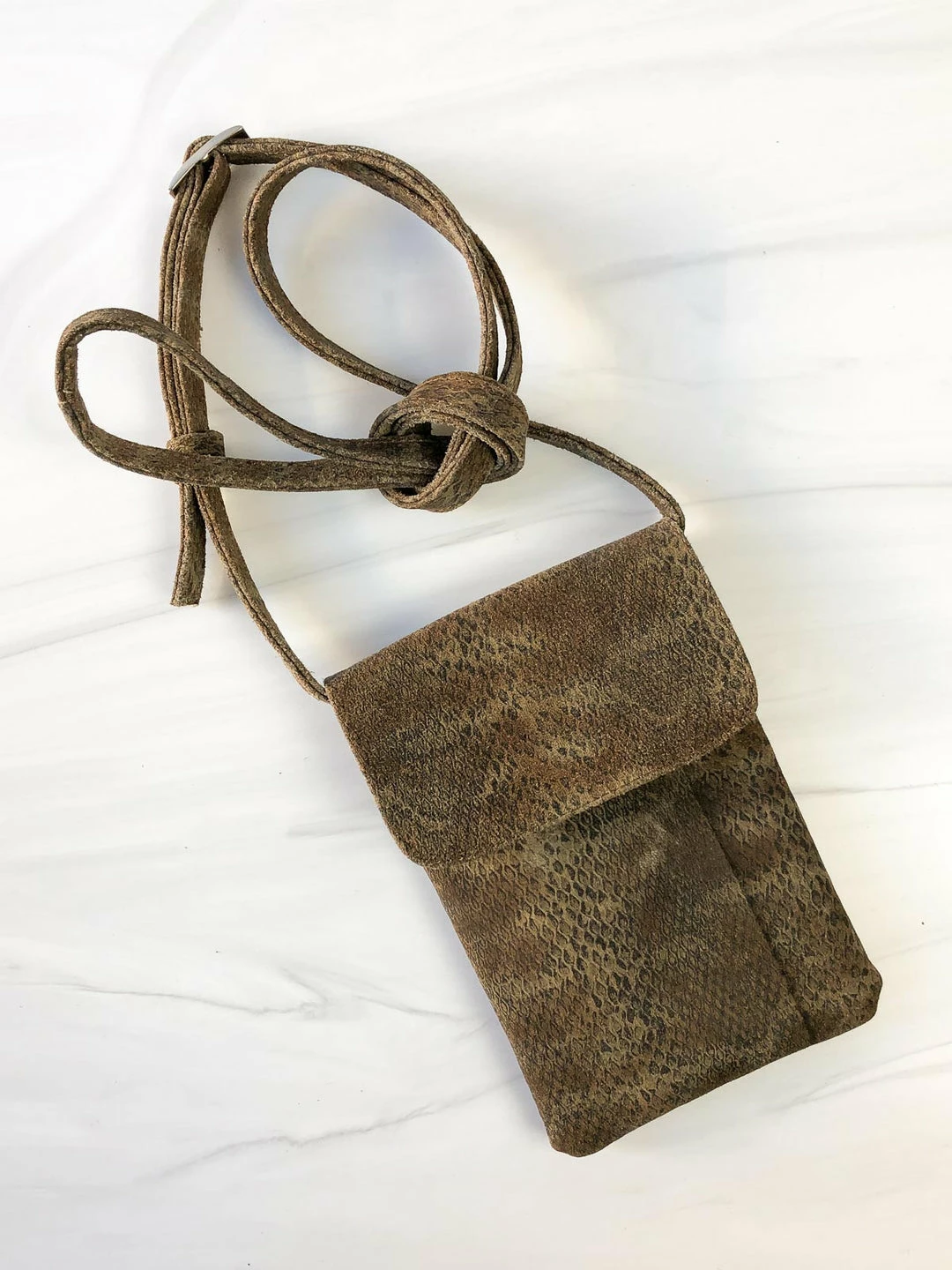 CoFi Leathers CoFi Leathers Penny Phone Bag, Brown/Black Suede