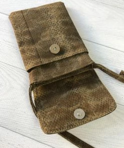 CoFi Leathers CoFi Leathers Penny Phone Bag, Brown/Black Suede