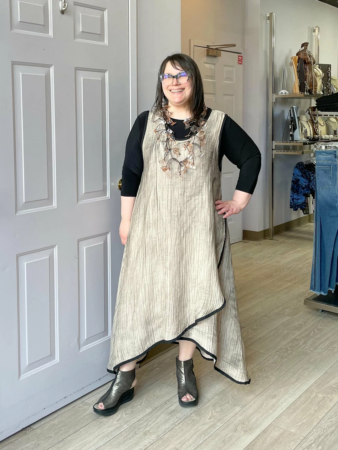 Cynthia Ashby Cynthia Ashby Joy Dress, Natural Airbrush 4 Cynthia Ashby Cynthia Ashby Joy Dress, Natural Airbrush