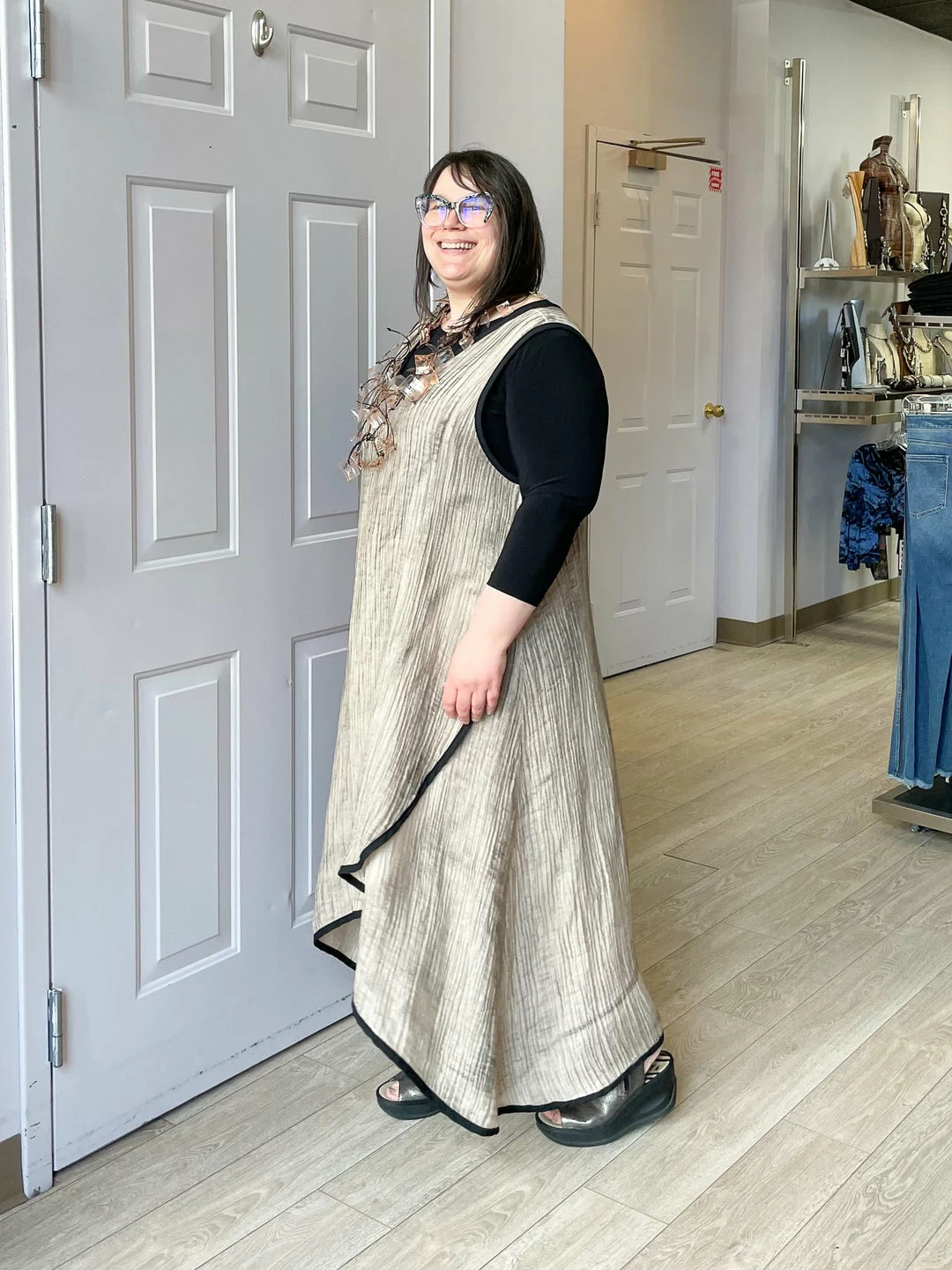 Cynthia Ashby Cynthia Ashby Joy Dress, Natural Airbrush 5 Cynthia Ashby Cynthia Ashby Joy Dress, Natural Airbrush