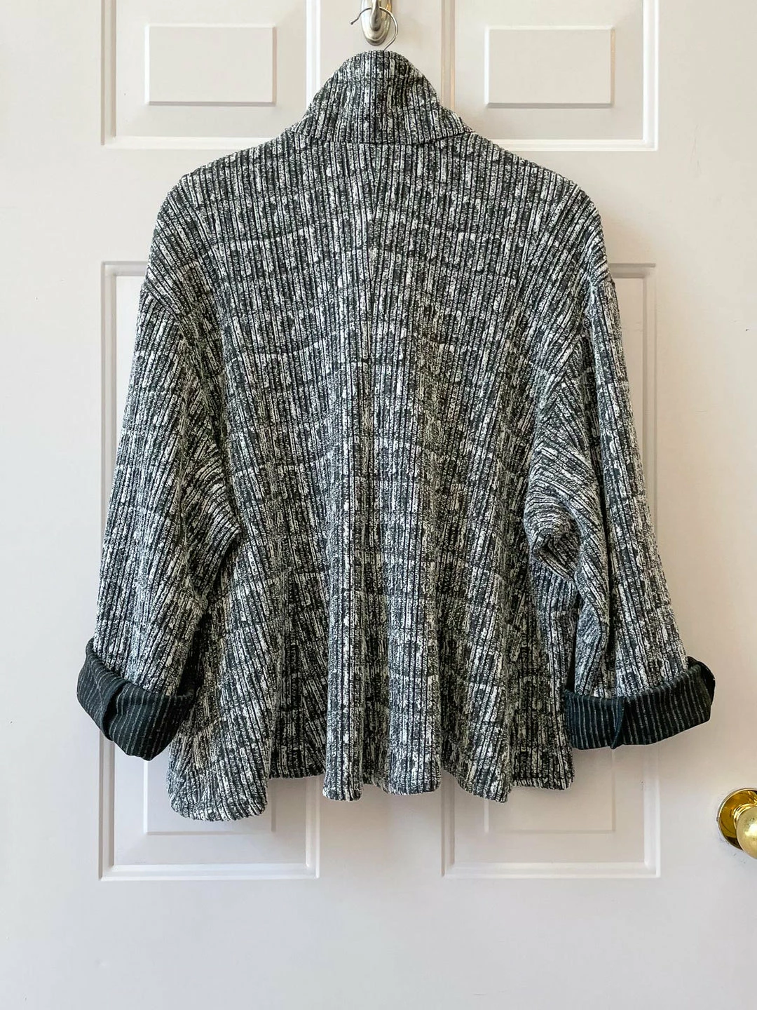 Dress To Kill Crop Mock Welt Jacket, Charcoal Chenille