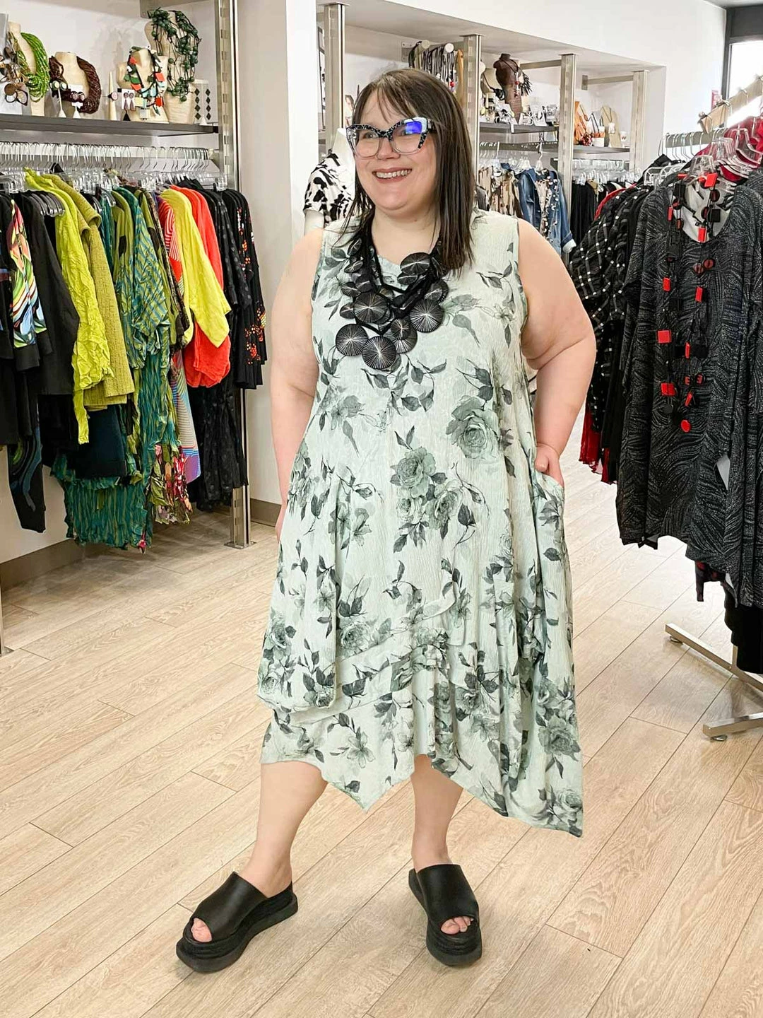 Dress To Kill Glamour Tuck Dress, Mint Black Floral 4 Dress To Kill Glamour Tuck Dress, Mint Black Floral