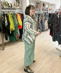 Dress To Kill Dress To Kill Long Sleeve Flounce Pullover, Green Brown Tie Dye