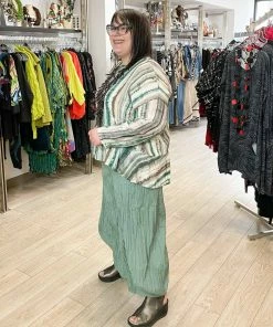 Dress To Kill Dress To Kill Long Sleeve Flounce Pullover, Green Brown Tie Dye