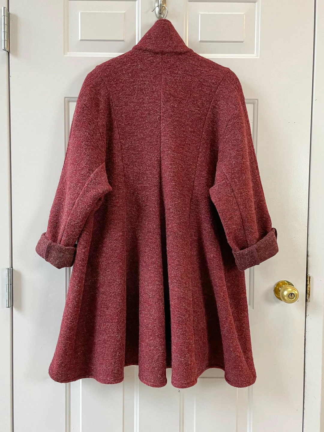 Dress To Kill Mock Collar Welt Jacket, Red Faux Wool Dress To Kill