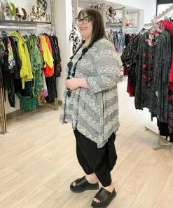 Dress To Kill Tulip Pullover, Grey Random Stripe Dress To Kill