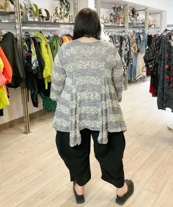 Dress To Kill Tulip Pullover, Grey Random Stripe Dress To Kill