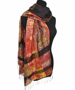 Dupatta Designs Anderson Silk Scarf, Black/Rust Dupatta Designs