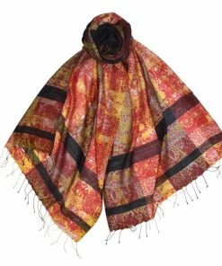 Dupatta Designs Anderson Silk Scarf, Black/Rust Dupatta Designs