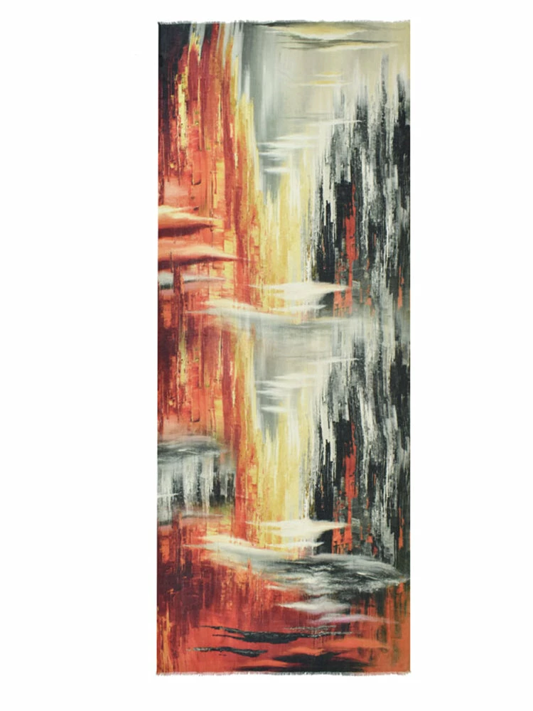 Dupatta Designs Inferno Modal Scarf, Orange/Red/Black Dupatta Designs