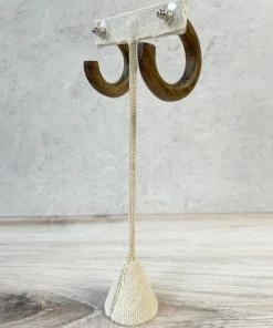 Escape From Paris Wooden Hoop Earrings, Dark Natural 11 Escape From Paris Wooden Hoop Earrings, Dark Natural