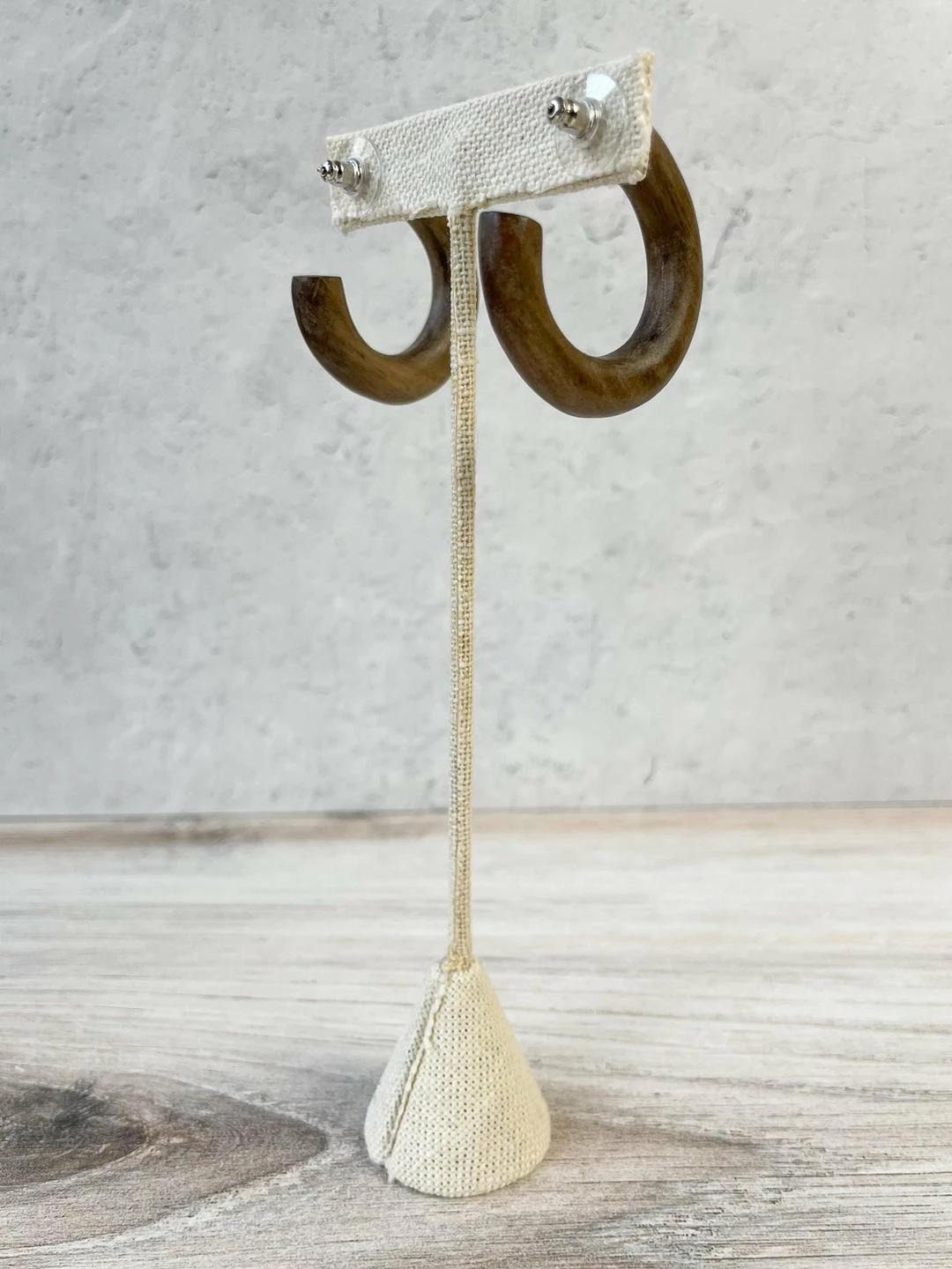 Escape From Paris Wooden Hoop Earrings, Dark Natural 7 Escape From Paris Wooden Hoop Earrings, Dark Natural