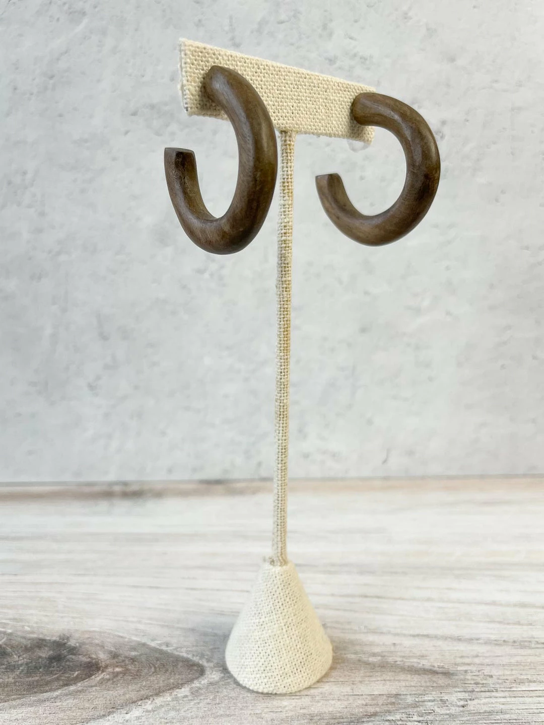 Escape From Paris Wooden Hoop Earrings, Dark Natural 4 Escape From Paris Wooden Hoop Earrings, Dark Natural