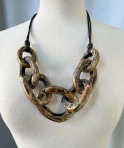 Escape From Paris Chunky Wooden Rings Necklace, Gold Escape From Paris 7 Escape From Paris Chunky Wooden Rings Necklace, Gold Escape From Paris