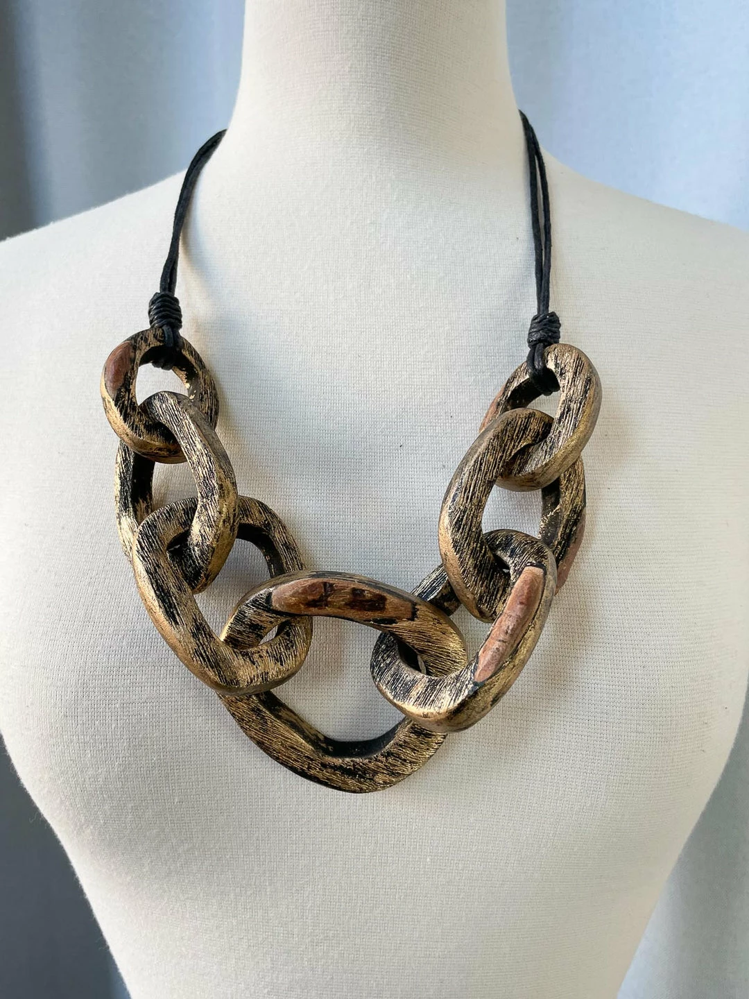 Escape From Paris Chunky Wooden Rings Necklace, Gold Escape From Paris 5 Escape From Paris Chunky Wooden Rings Necklace, Gold Escape From Paris