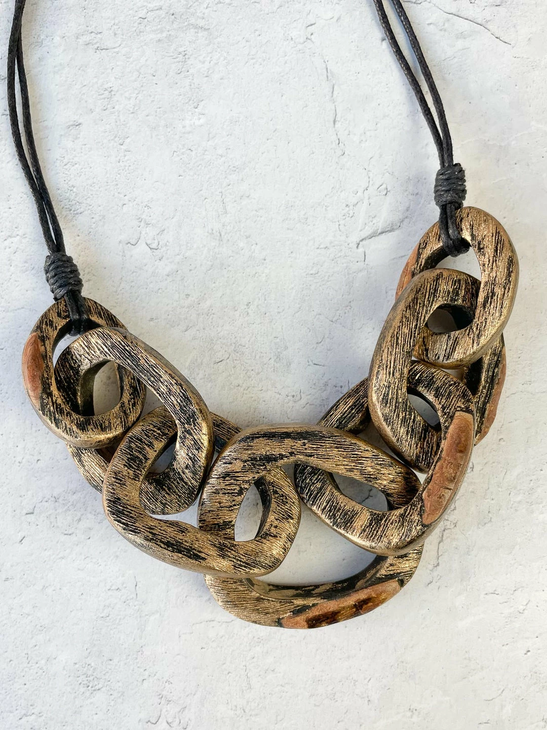 Escape From Paris Chunky Wooden Rings Necklace, Gold Escape From Paris 4 Escape From Paris Chunky Wooden Rings Necklace, Gold Escape From Paris