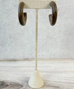 Escape From Paris Wooden Hoop Earrings, Dark Natural 10 Escape From Paris Wooden Hoop Earrings, Dark Natural