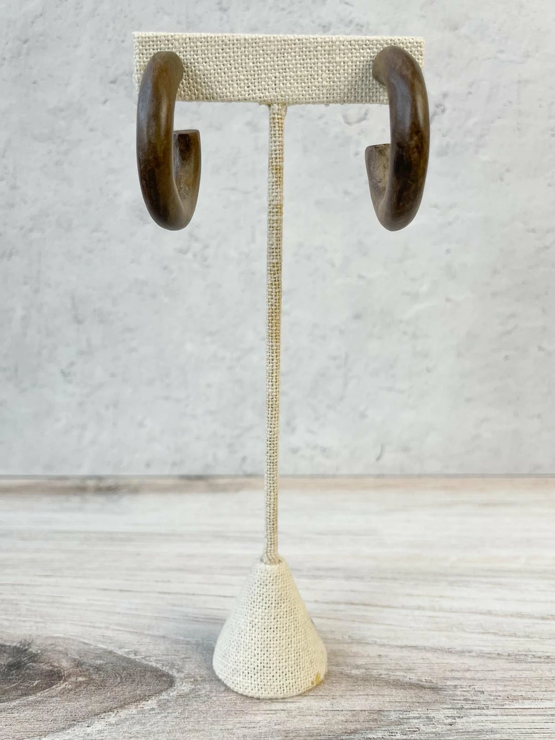 Escape From Paris Wooden Hoop Earrings, Dark Natural 6 Escape From Paris Wooden Hoop Earrings, Dark Natural