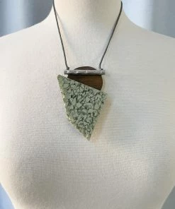 Escape From Paris Escape From Paris Geometric Wood & Resin Necklace, Grey