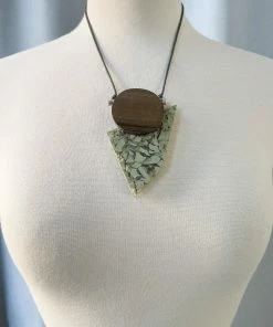 Escape From Paris Escape From Paris Geometric Wood & Resin Necklace, Grey