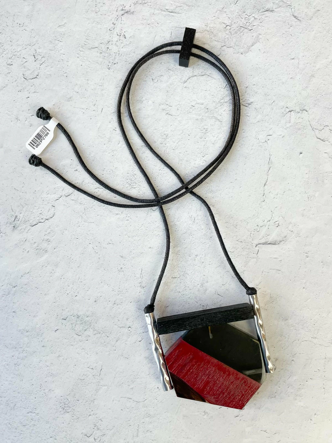 Escape From Paris Geometric Wood Resin Metal Tube Necklace, Ruby 3 Escape From Paris Geometric Wood Resin Metal Tube Necklace, Ruby