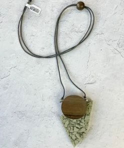 Escape From Paris Escape From Paris Geometric Wood & Resin Necklace, Grey