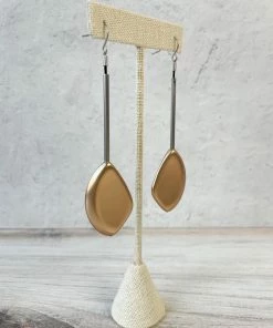 Escape From Paris Long Tube Drop Earrings, Matte Gold/Silver