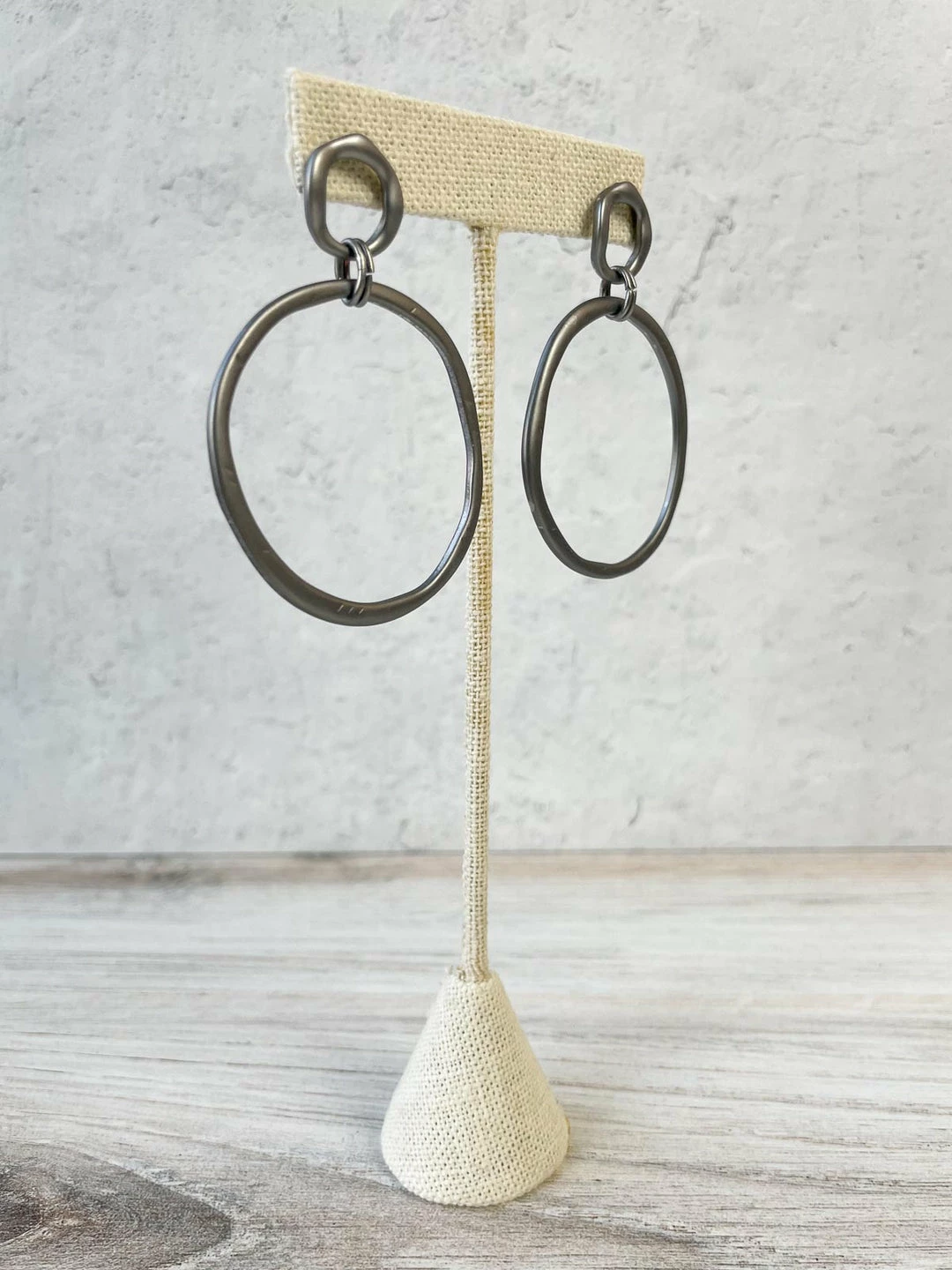 Escape From Paris Hammered Circled Drop Earrings, Matte Gunmetal 4 Escape From Paris Hammered Circled Drop Earrings, Matte Gunmetal