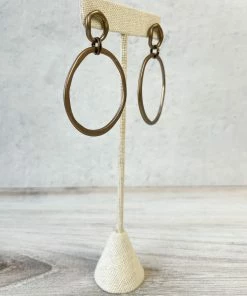 Escape From Paris Escape From Paris Hammered Circled Drop Earrings, Matte Caramel