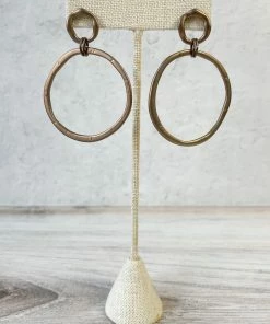 Escape From Paris Escape From Paris Hammered Circled Drop Earrings, Matte Caramel