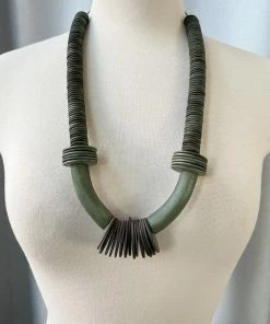 Escape From Paris Two-Tone Wood Disc Bead Necklace, Truffle Escape From Paris