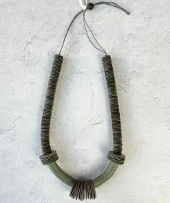 Escape From Paris Two-Tone Wood Disc Bead Necklace, Truffle Escape From Paris