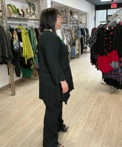 IC Collection Check Pucker Asymmetric Seam Pocket Tunic, Black IC Collection 28 IC Collection Check Pucker Asymmetric Seam Pocket Tunic, Black IC Collection