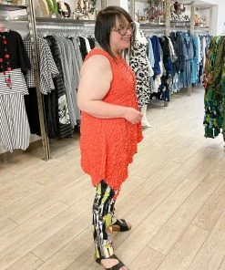 IC Collection Check Pucker Asymmetric Tank, Coral IC Collection 8 IC Collection Check Pucker Asymmetric Tank, Coral IC Collection