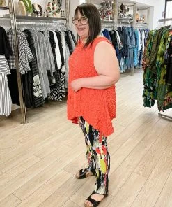 IC Collection Check Pucker Asymmetric Tank, Coral IC Collection 9 IC Collection Check Pucker Asymmetric Tank, Coral IC Collection