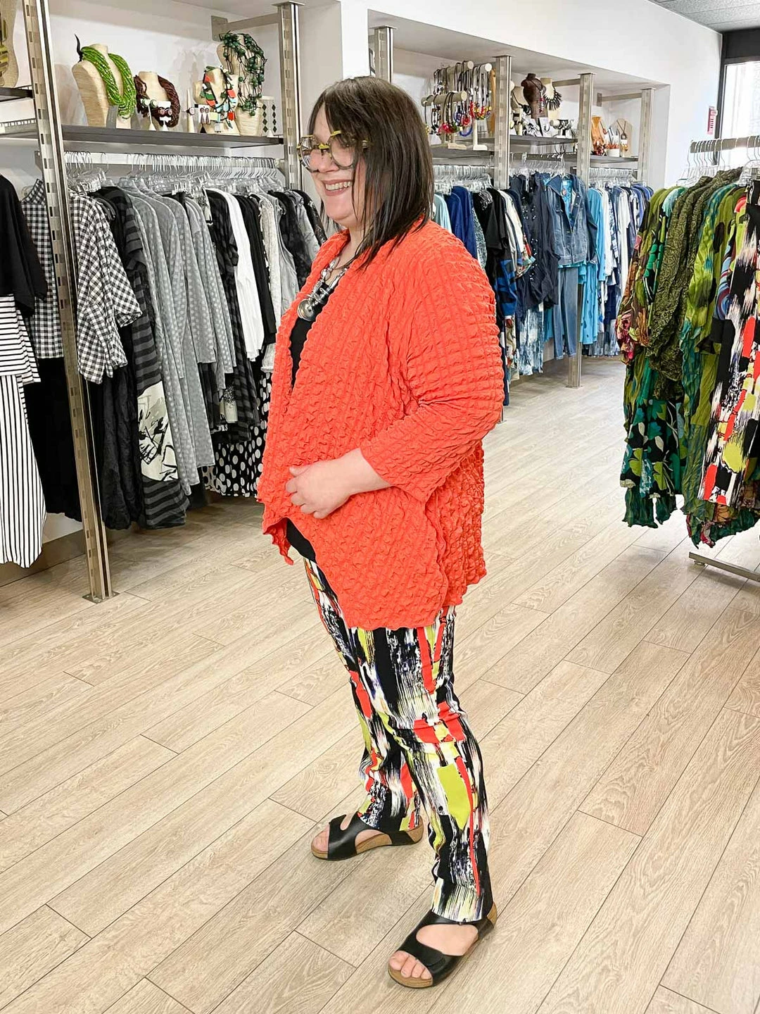 IC Collection Check Pucker Cover Up, Coral IC Collection