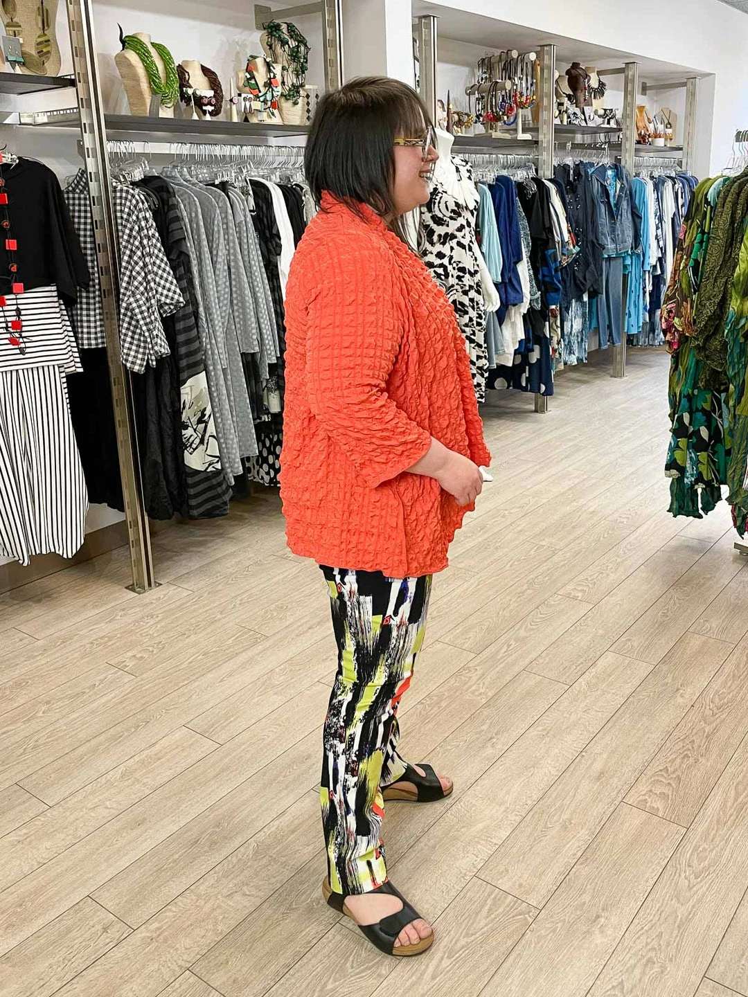 IC Collection Check Pucker Cover Up, Coral IC Collection