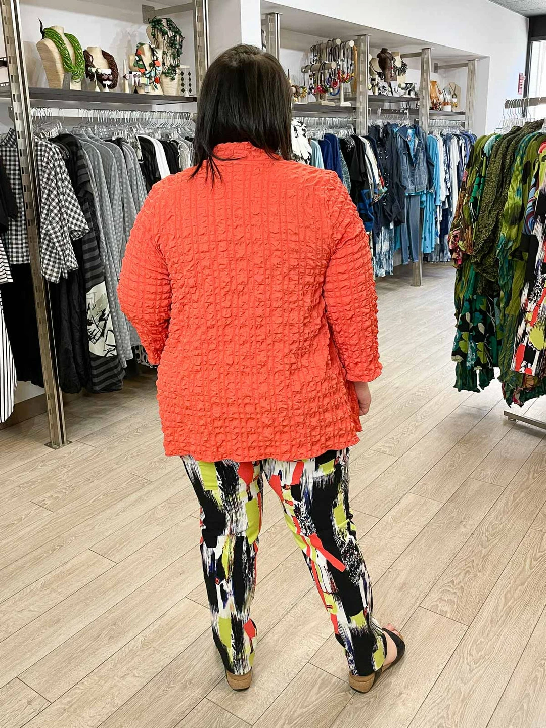 IC Collection Check Pucker Cover Up, Coral IC Collection