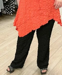 IC Collection IC Collection Check Pucker Tapered Pant, Black