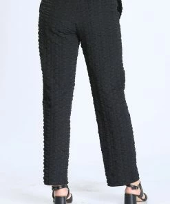 IC Collection IC Collection Check Pucker Tapered Pant, Black