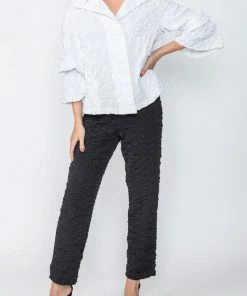 IC Collection IC Collection Check Pucker Tapered Pant, Black