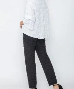 IC Collection IC Collection Check Pucker Tapered Pant, Black