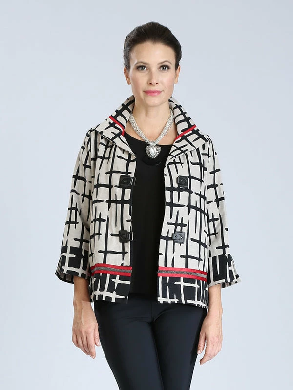 IC Collection Crosshatch Pattern Jacket, Taupe
